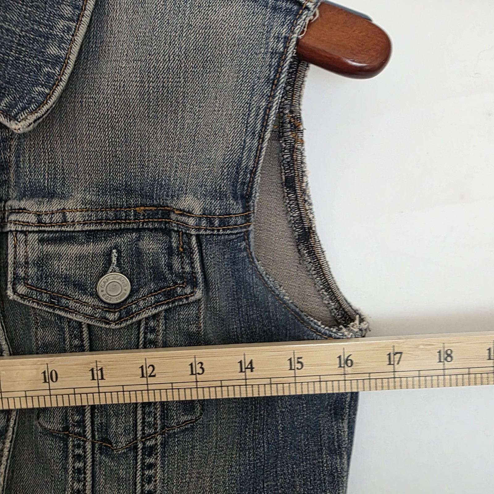 Vintage Y2K Gap Denim Vest S Blue Stretch 90s Trucker Retro Cowgirl