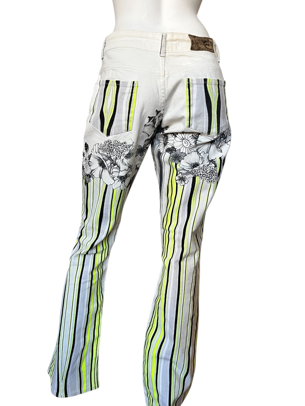 VINTAGE ROBERTO CAVALLI JUST CAVALLI 2000S Y2K FLARED JEANS WITH FLOWERS – SZ 31