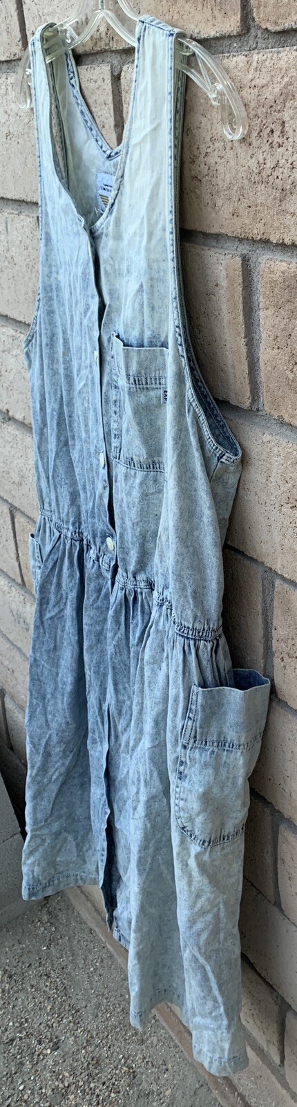 Vintage Limited Express EXP Acid Wash Denim Jumper Dress Pockets 1980s Size L