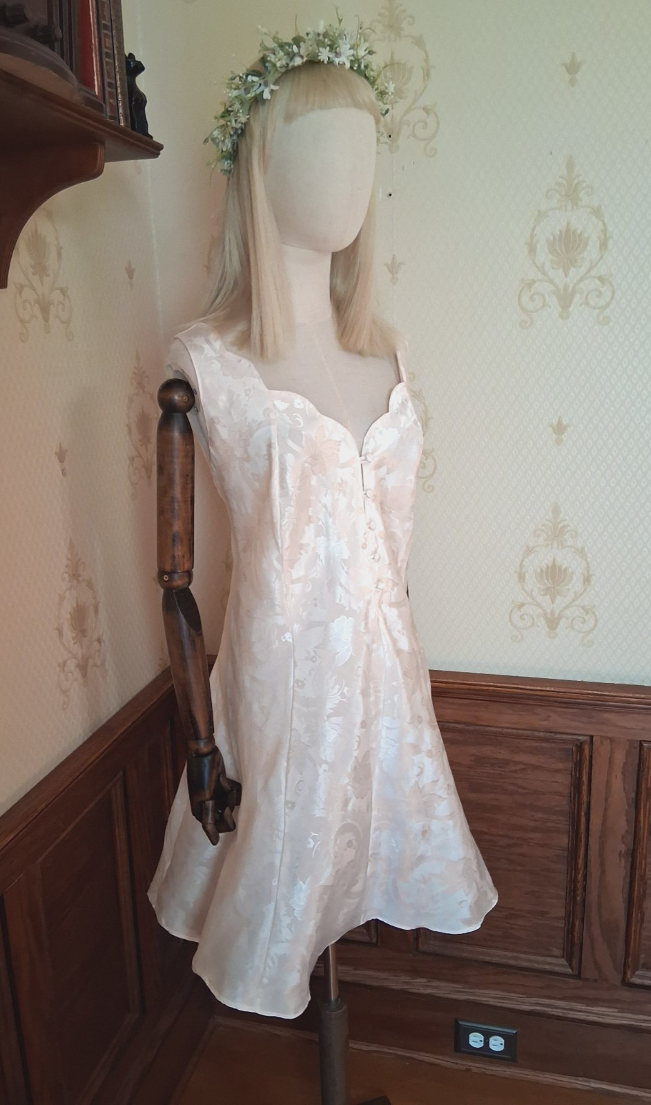 Vintage 1980s/90s Erika Taylor III White NWT Coquette Babydoll Slip Dress, 1X