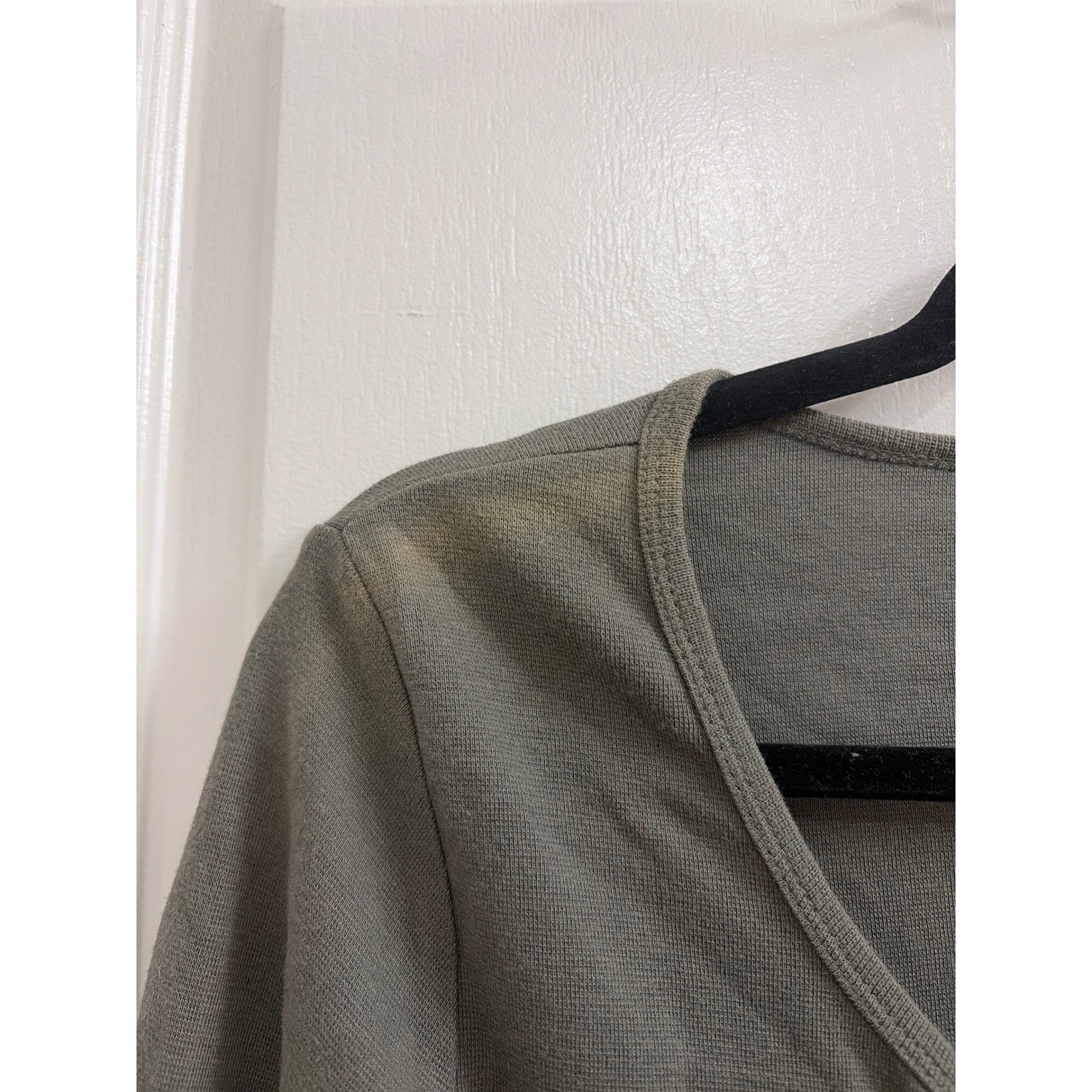 Lace Up Top Vintage Grunge Y2K Faded Glory Women Small Moss Green Long Sleeve