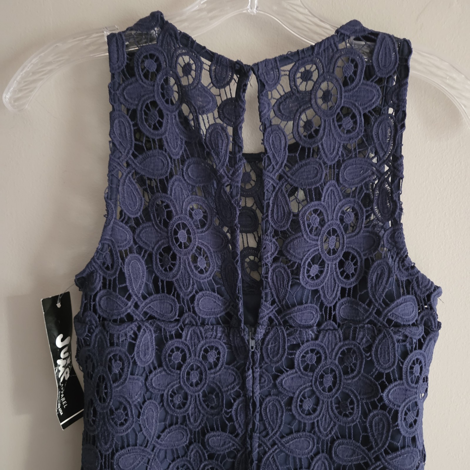 NWT Vtg Jump Apparel by Wendy Chaitin Navy Lace Dress USA 5/6 Floral Evening