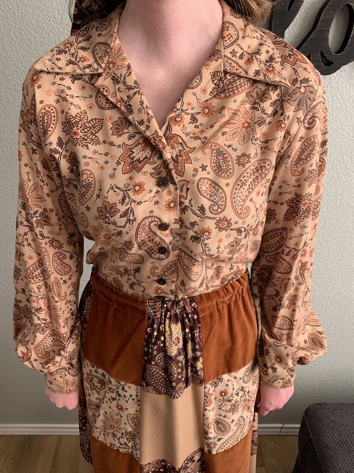 MR.HANK Vintage 1970s Patchwork Boutique Long Boho Hippie Skirt -Matching Set!