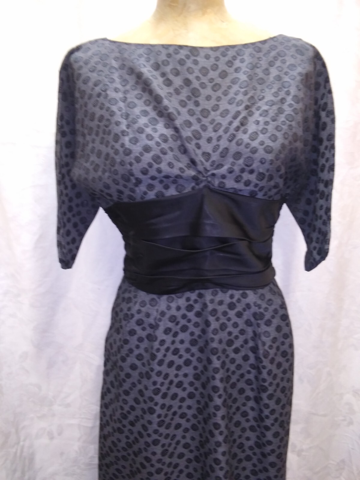 Vintage 1950’s Black & Gray Rayon Cocktail Wiggle Dress Size S/M