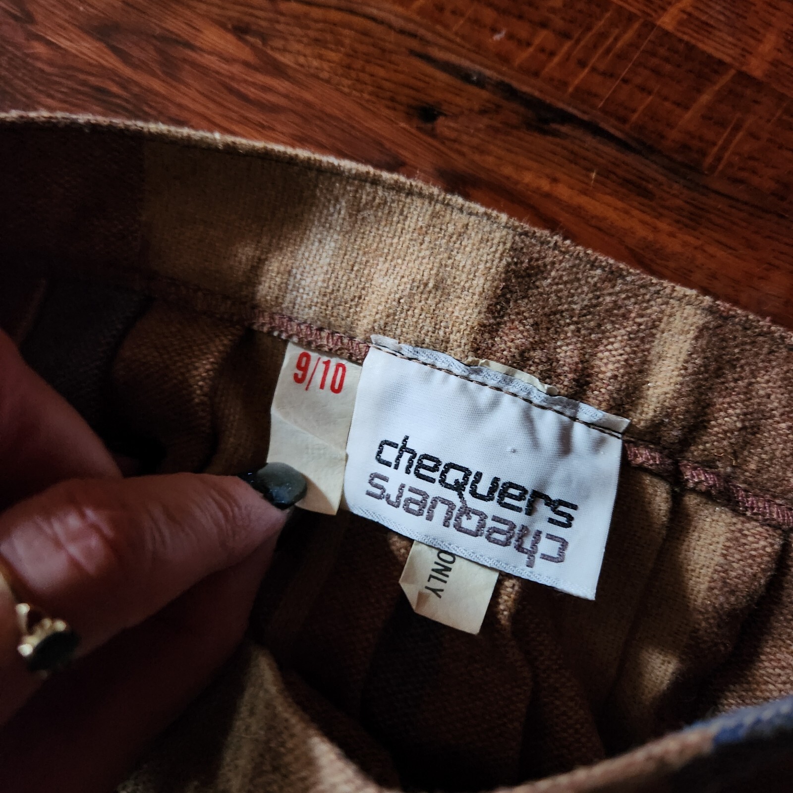 Vintage Chequers Pleated Wool Skirt Size 9/10 Button Down Preppy Union Label USA