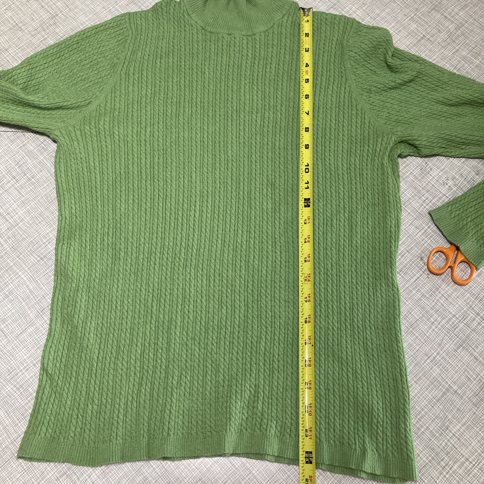 Vtg Y2K Charter Club Women’s 2X Ribbed Turtleneck Sweater Green Rayon Nylon GUC