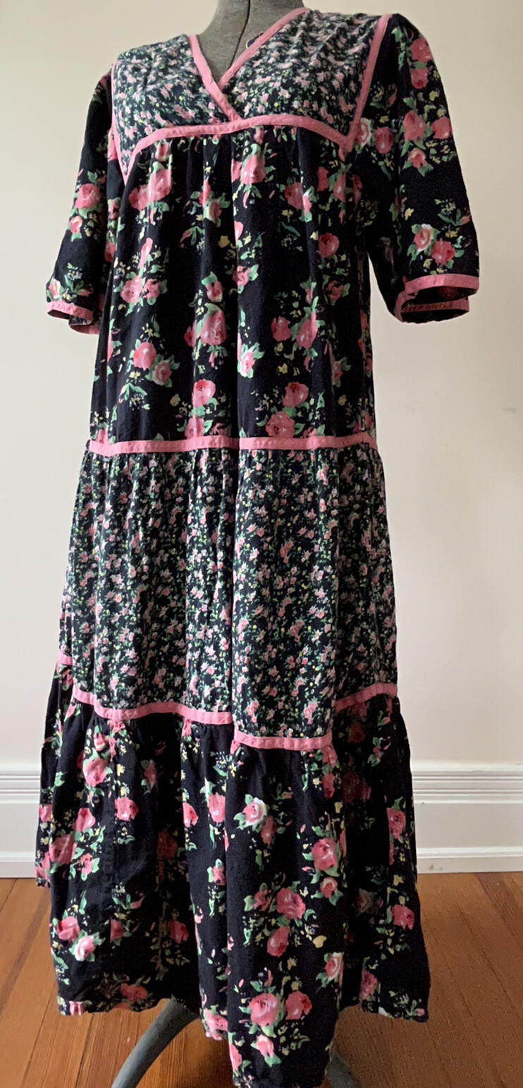 Vintage Cottage Core Prairie Patchwork Floral Dress Sz 8/10 Like Gunny Sax