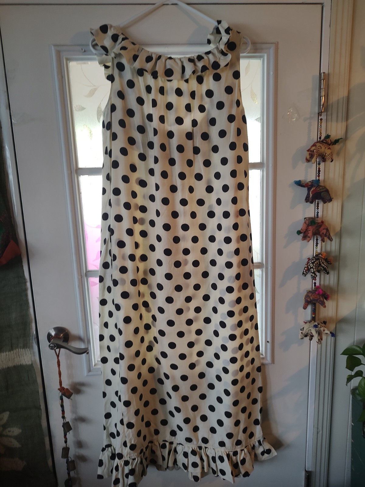 Vintage 60s 70s I Magnin Maxi Dress Bold Dot Design Hostess Party Beach Dress L