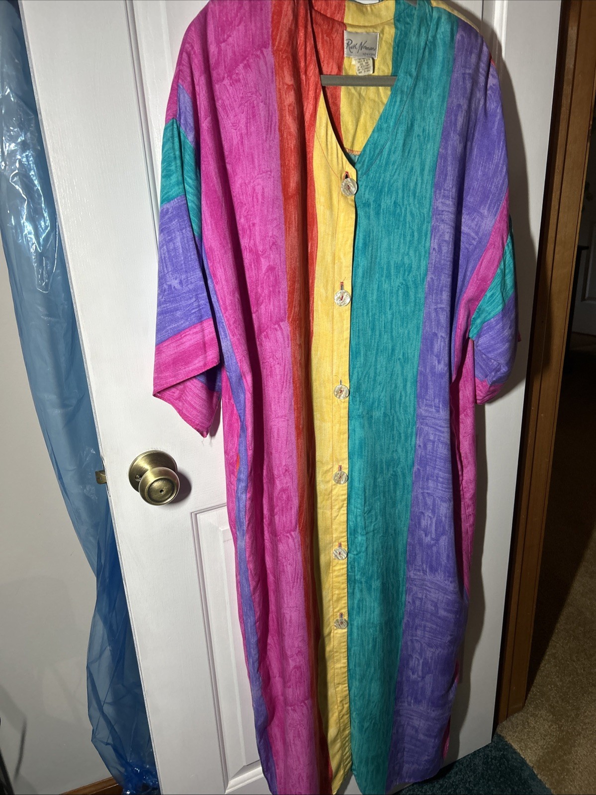 Ruth Norman New York Vintage 80s Colorful Caftan Dress Medium