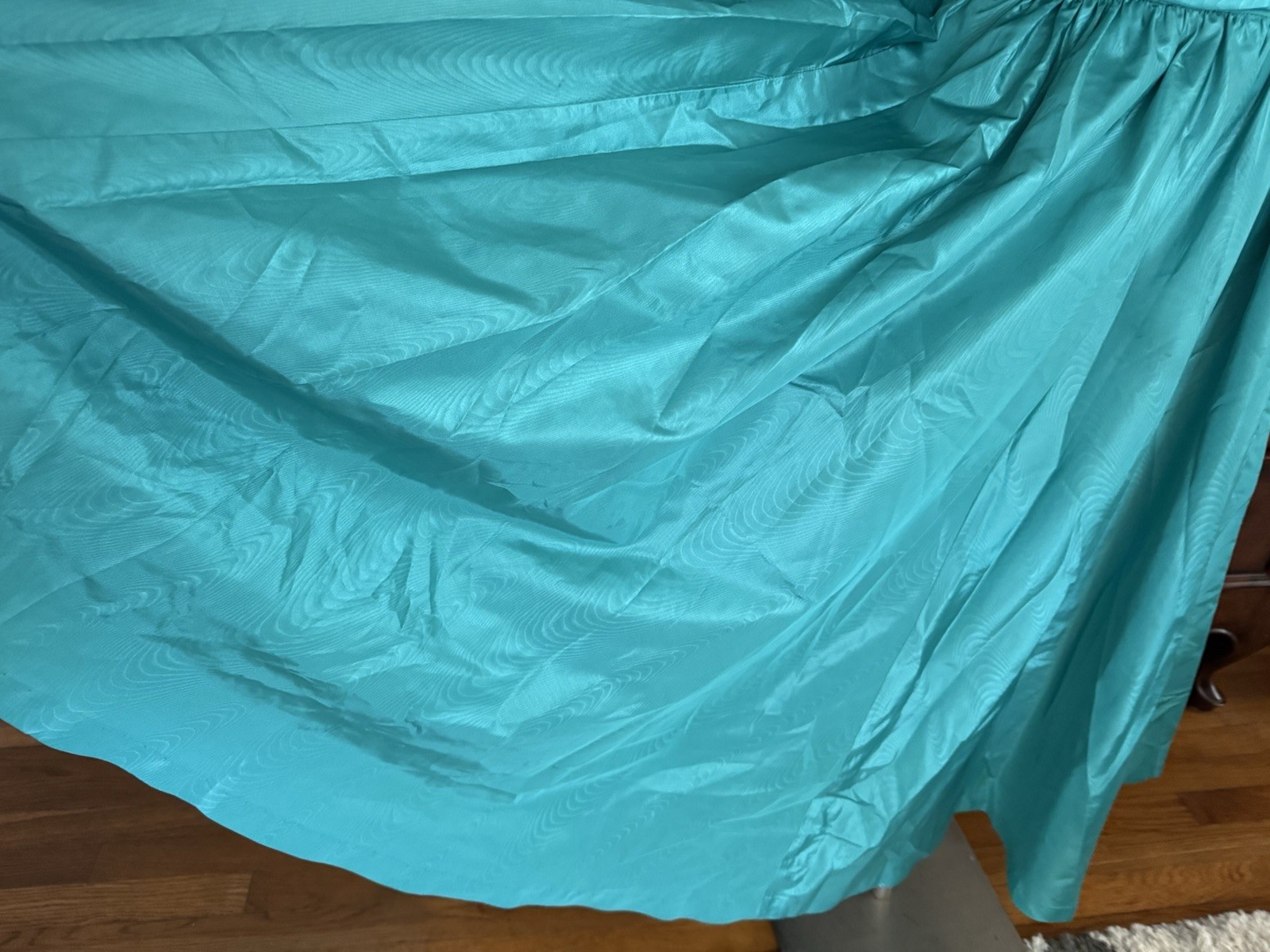 Vintage Lamz Originals Dress Turquoise Sz 4 Off Shoulder Ruffle Party Gown 80s