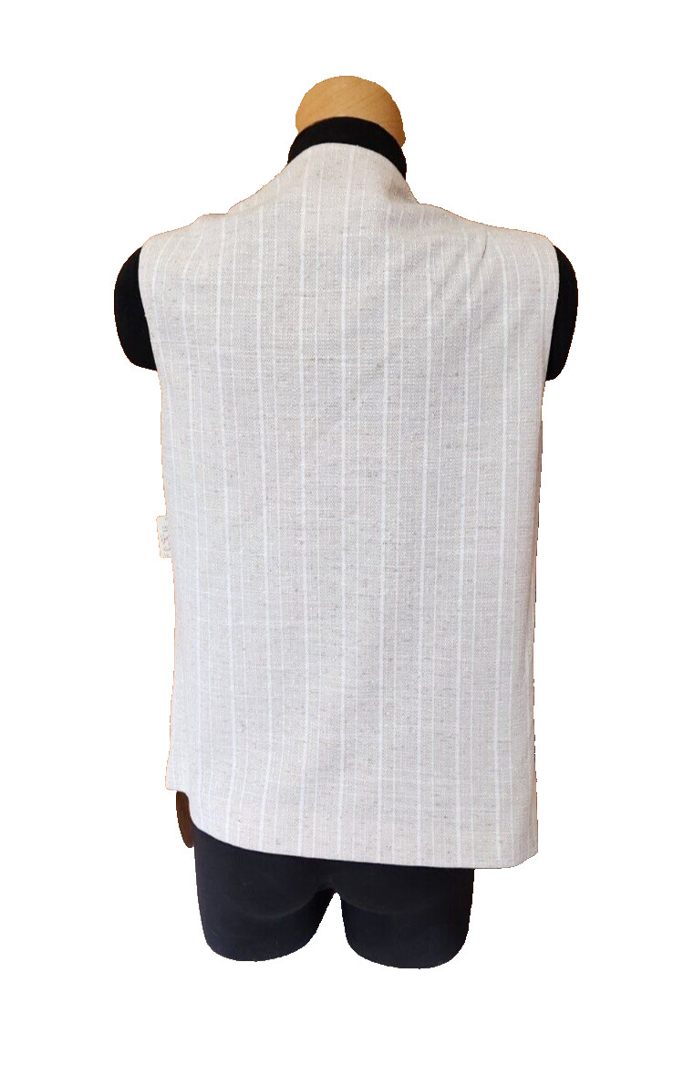 VTG 70s Pinstripe Pantsuit Open Front Sleeveless Vest Pockets SZ 10 Knitwear