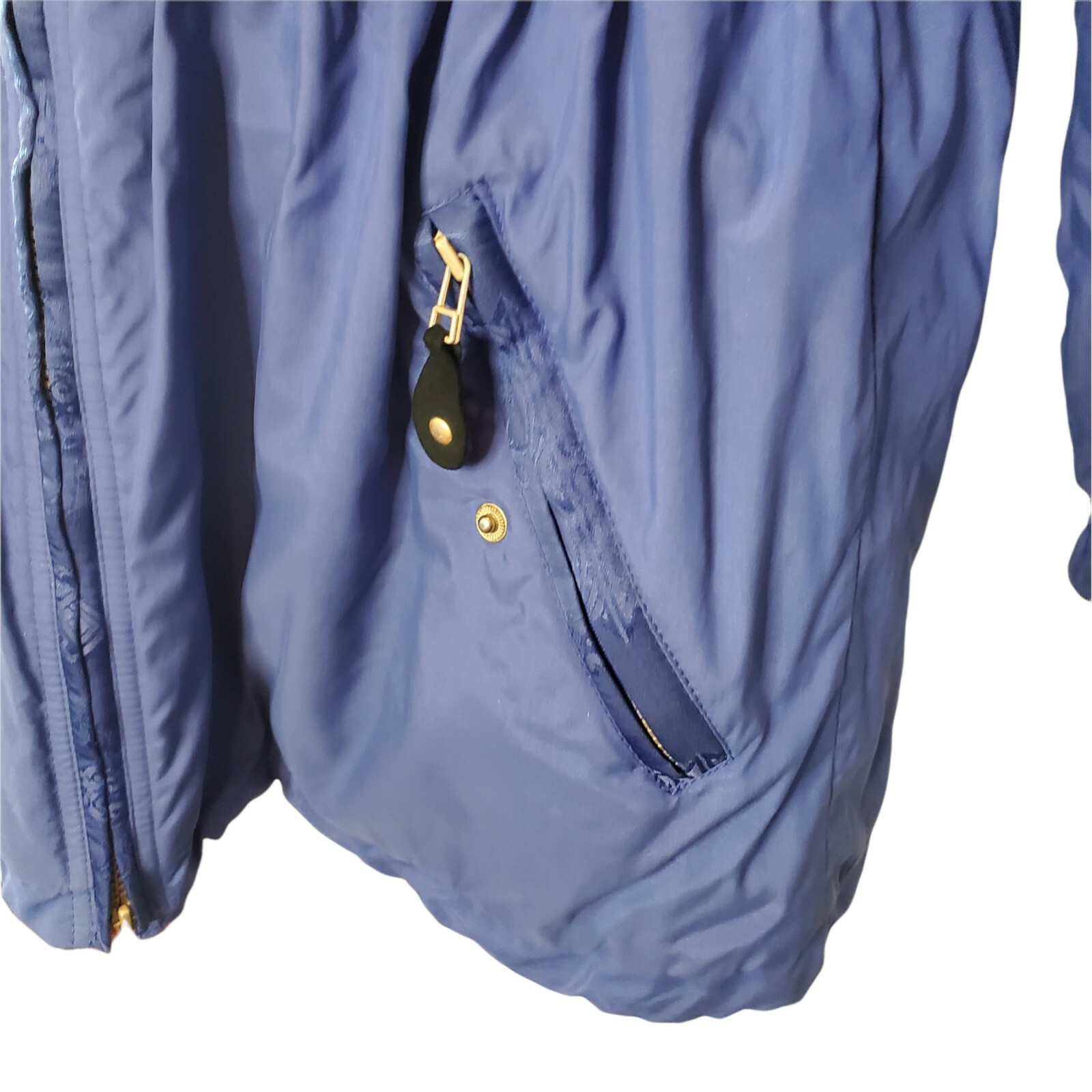VTG Obermeyer Ski Coat Hooded Blue Puffer Sz M/L Cinched