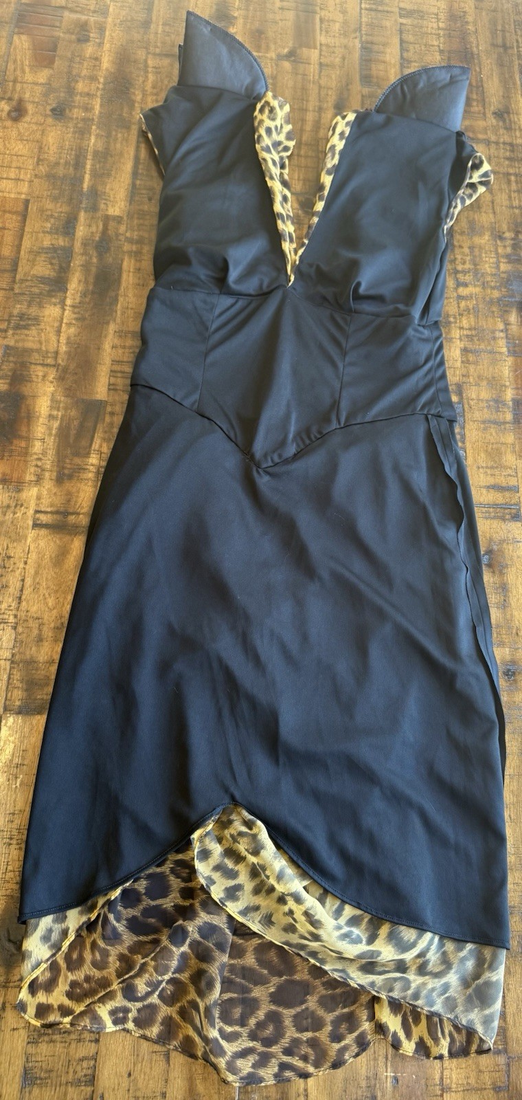 Vintage 80 Climax Karen Okada for David Howard Dress 13/14 Leopard Chiffon Suede