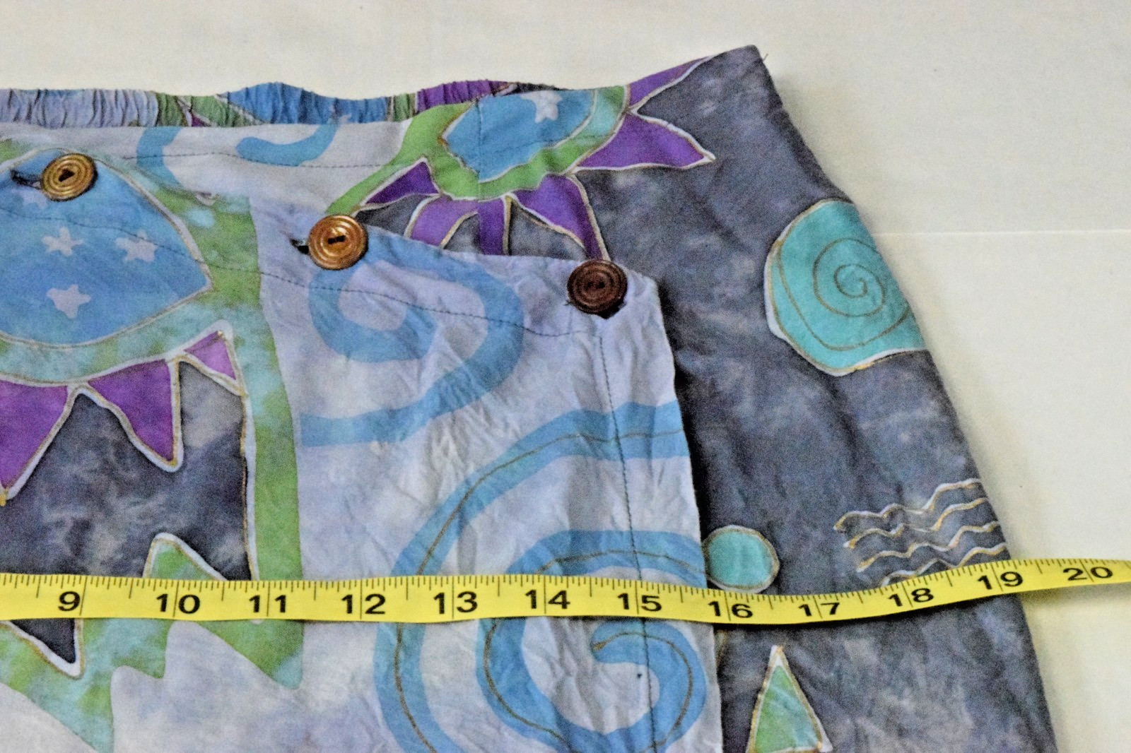 Vintage Wrap Skirt Size S/M 90s Purple Bohemian Batik Asymmetrical Button Top