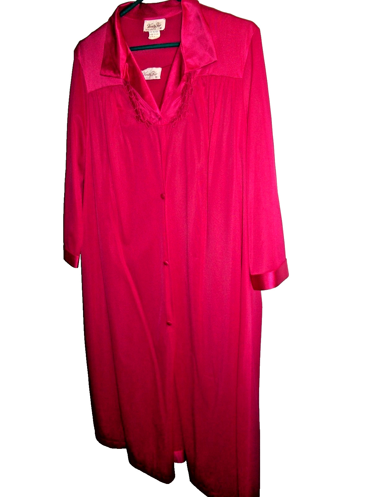 Vintage Vanity Fair MAGENTA PINK Robe Nightgown Set M USA SILKY NYLON RETRO 70’s