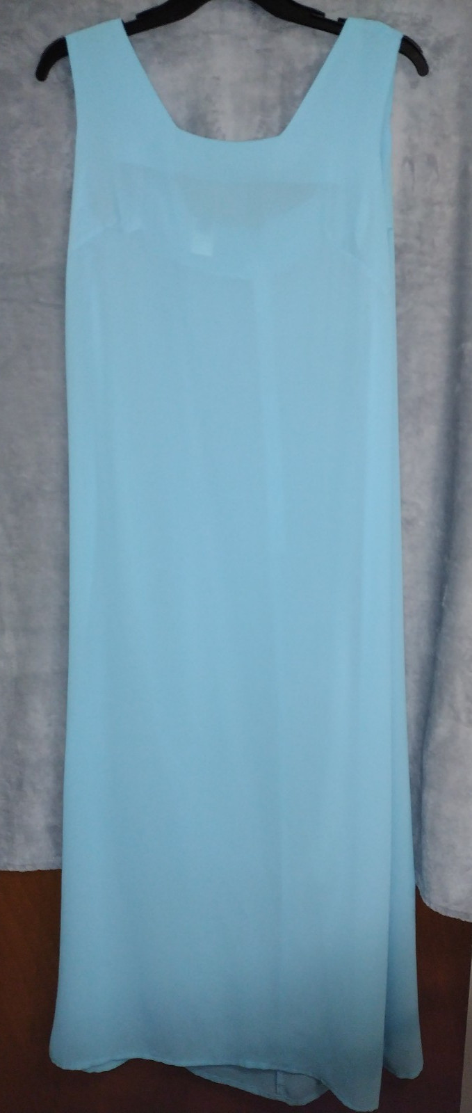 Vtg 70s Ice Blue Maxi Dress 16 1/2 Sheer Cardigan Jacket Made USA Formal Wedding