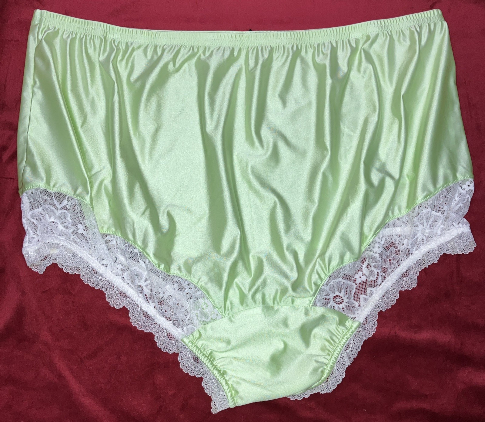 1X 2X Mushroom Gusset Granny Panty Silky Nylon Satin Brief Sissy Vintage styl