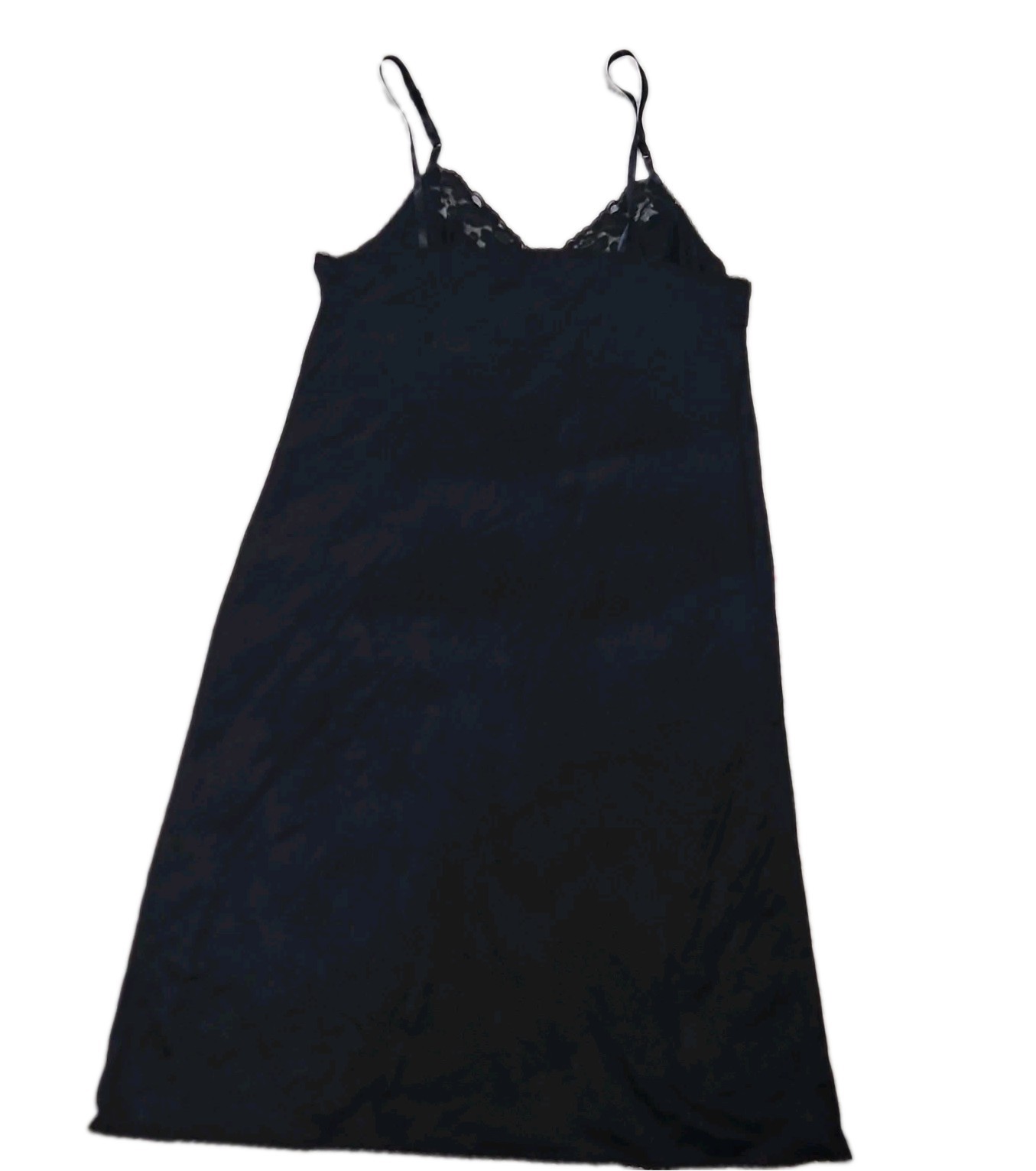VTG Vassarette Full Slip Lingerie Lace Dress 38 Style 10-105 Nylon USA Black