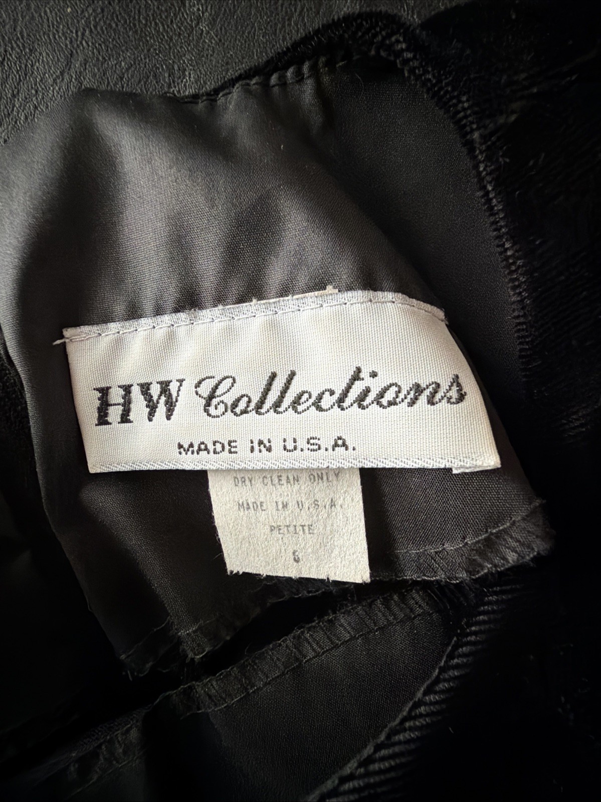 Vintage 80s HW Collections Black Velvet Satin Bow Party Dress Size 6