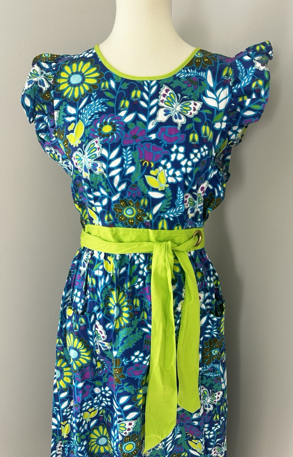 Vintage Wraparound Dress By Design House Unique Japan Cotton Small Medium