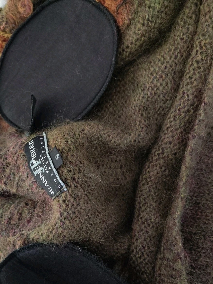 Vintage 80s Jeanne Pierre Multi Color Lambswool Angora Cardigan Sweater Size M