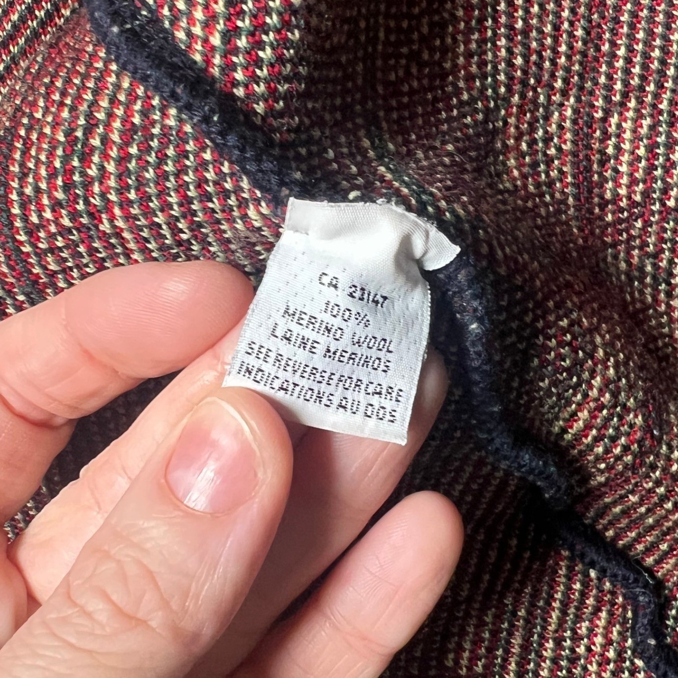 Vintage Talbots Made In Italy 100% Merino Wool Full Zip Plaid Sweater CA 23147