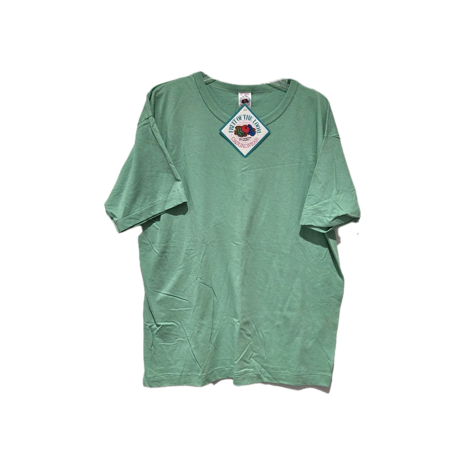 NEW VTG Fruit of the Loom Women’s Blank Single Stitch T-Shirt Green • USA • XL