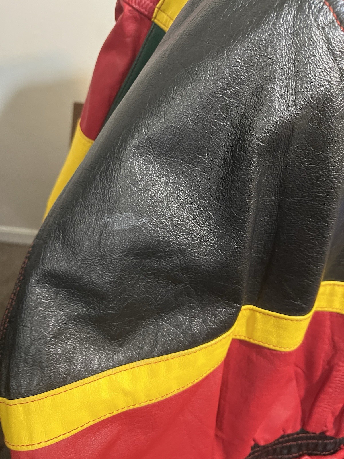 Vintage Mixed Blues Leather Jacket M 80s 90s Colorblock Genuine Leather Bomber