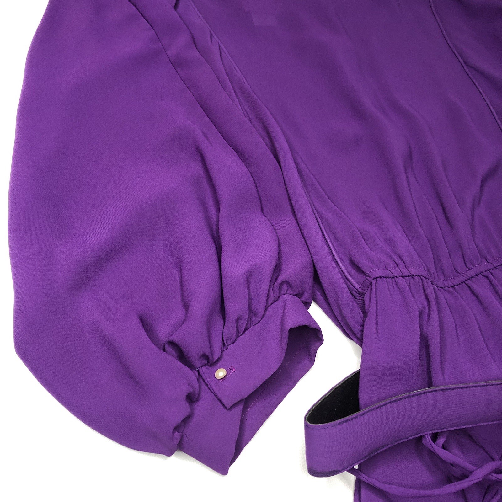 VTG 70s 80s Luci Pellini Balloon Sleeve Midi Dress in Plum Purple + Belt Fits: L