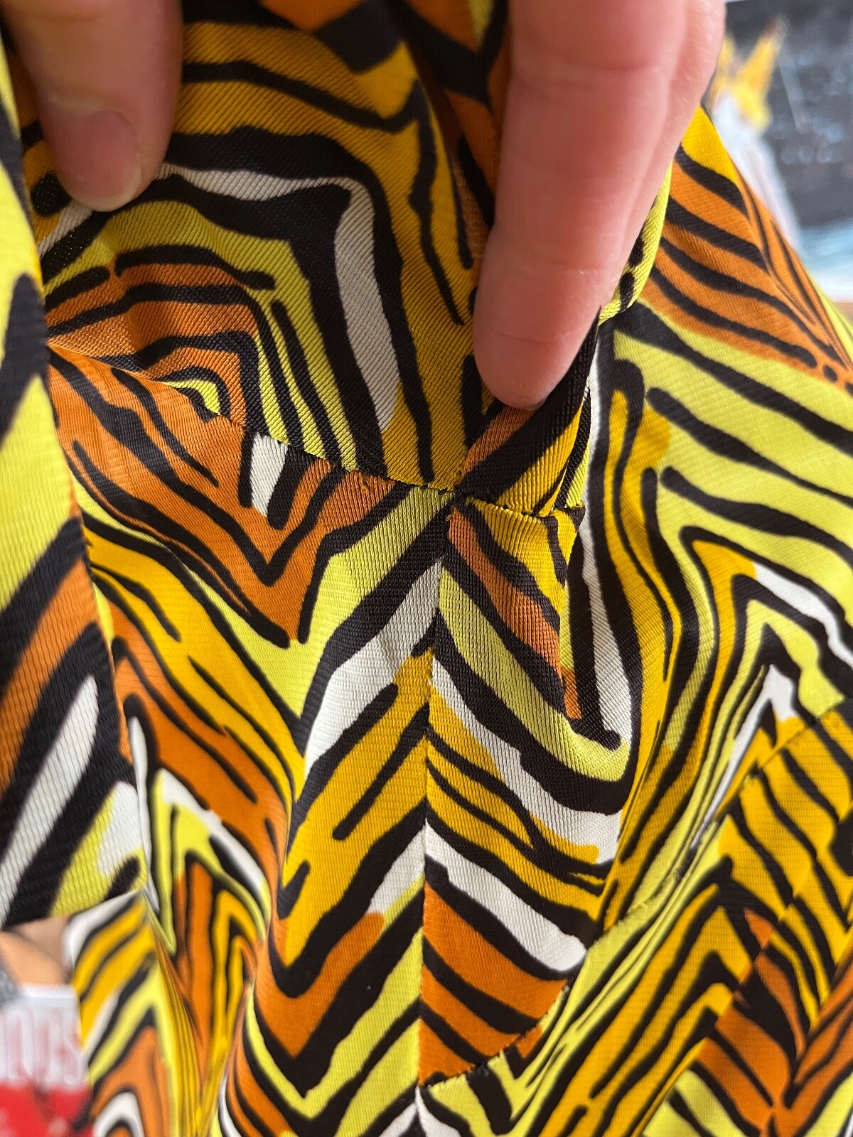 Vtg 60s Yellow Mod Zig Zag Drop Waist Dress Womens Small Psychedelic Gogo Sz 2/4