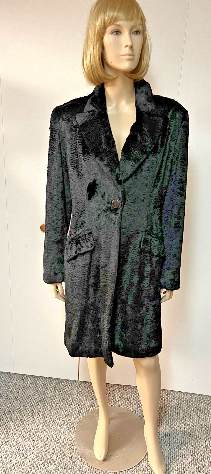 Vintage J Peterman Tour de Force Persian Lamb Velvet Jacket Size 12 Bust 40