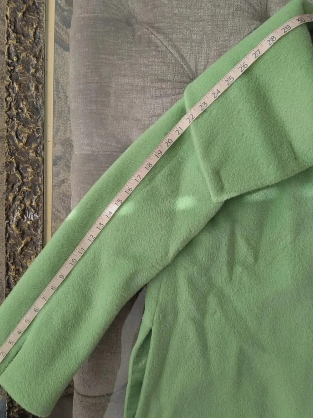 Armani Collezioni Vintage 00s Wool Llama Coat Apple Green Oversized Collar Sz L