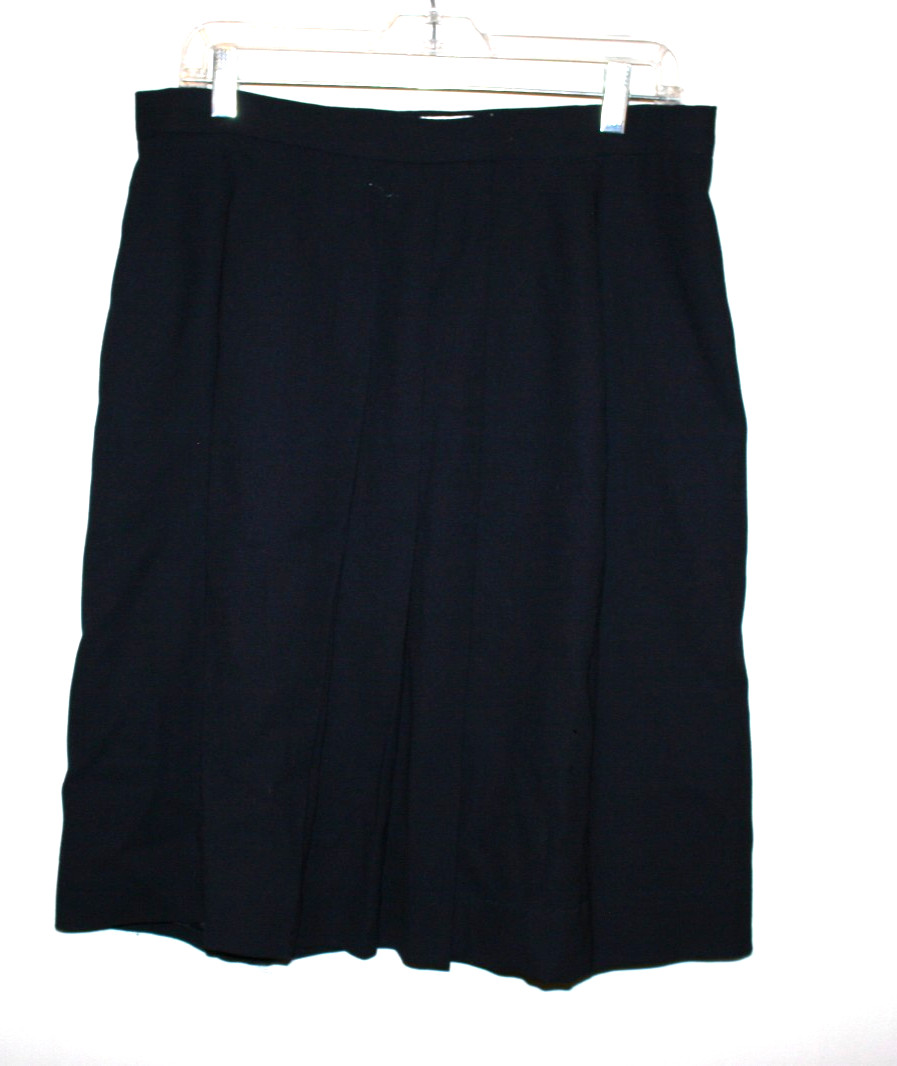 NEW Vintage JH Collectibles 100% Wool Pleated Skirt Navy Blue USA Made Sz 16 NWT