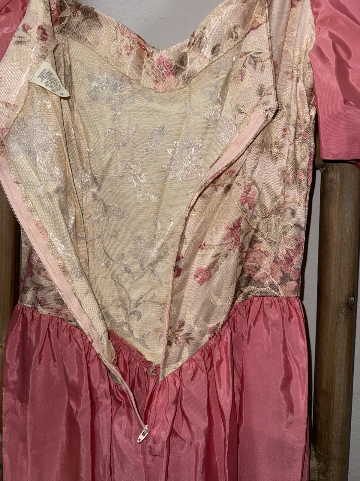 Vintage Glenrob 80s Puff Sleeve Prom Dress Pink Floral Bridgerton 9/10 USA Made