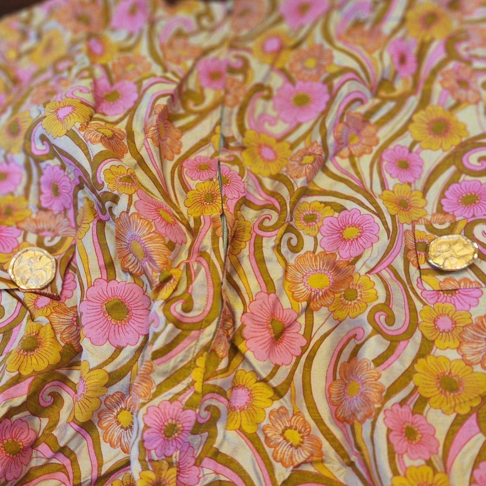 ✨️Vintage 60s Mod Floral Shift Dress Pink Orange Psychedelic Boho Retro Indie🌸