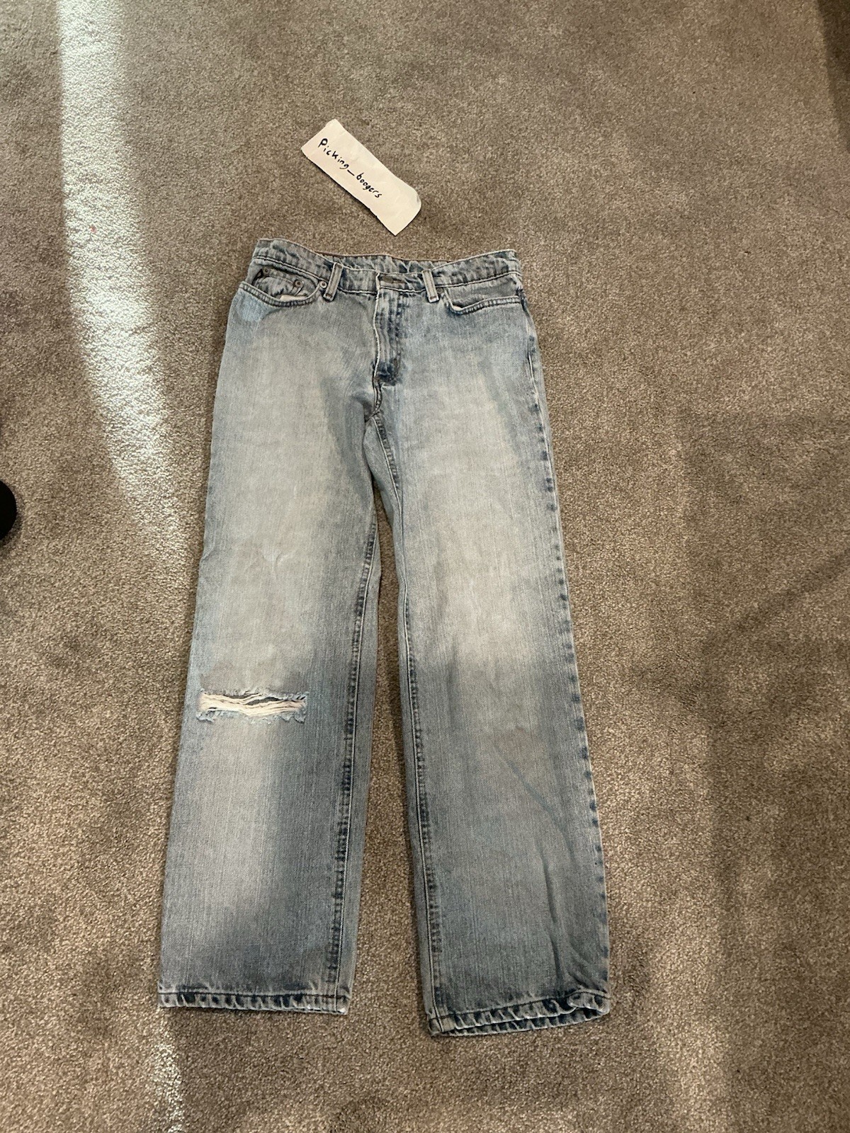 Vintage Polo Jean Co. Distress Saturday Jean 4 X 29 Light Wash Blue Denim