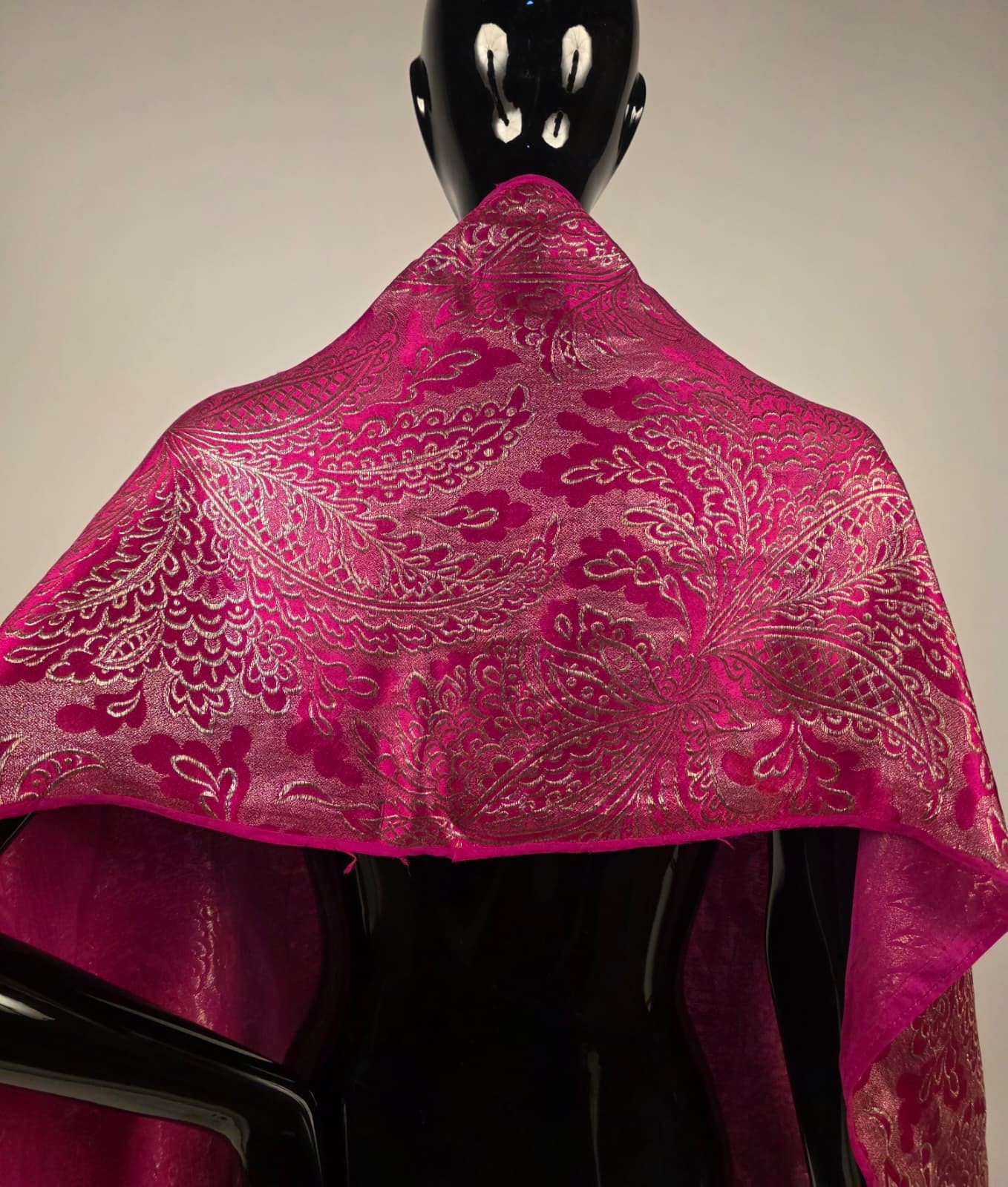 ANTIQUE 1920’S PINK METALLIC GOLD LAME SILK SHAWL FOR DRESS