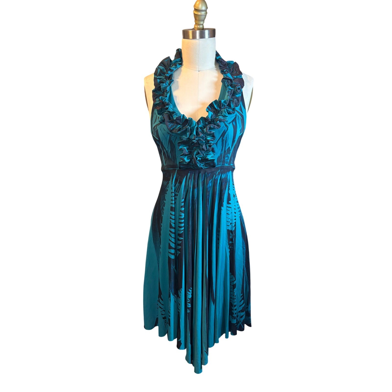 Y2K Ruffle GUESS by Marciano Halter Dress Handkerchief Hem Small Teal Vintage