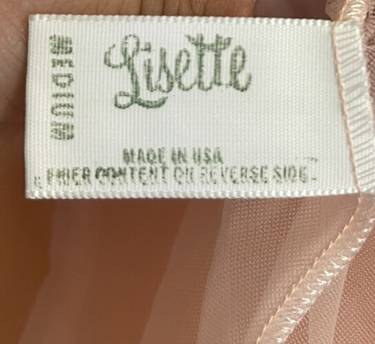 Vtg Lisette Peach Chiffon Overlay Short Nightgown Lace Trim Sz Medium Open Front