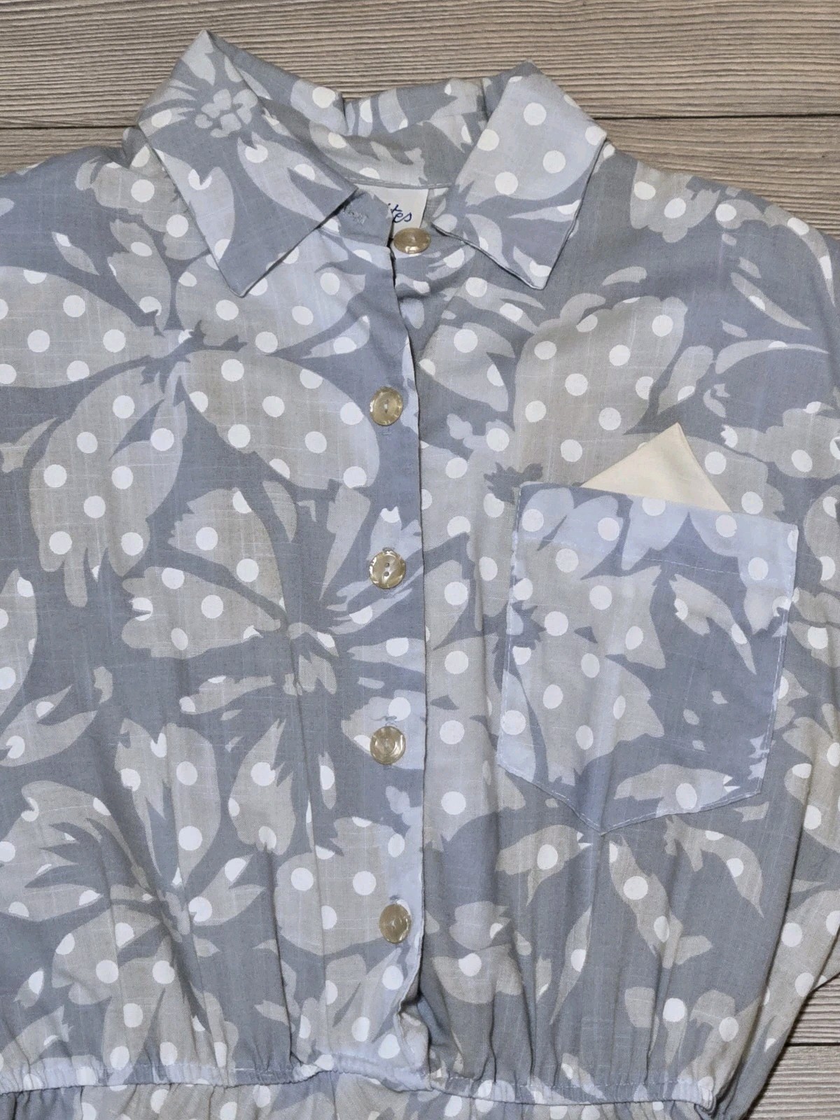 S. L. Petites Fashions Dress True Vintage Womens Size 10 Blue Floral *Stains*
