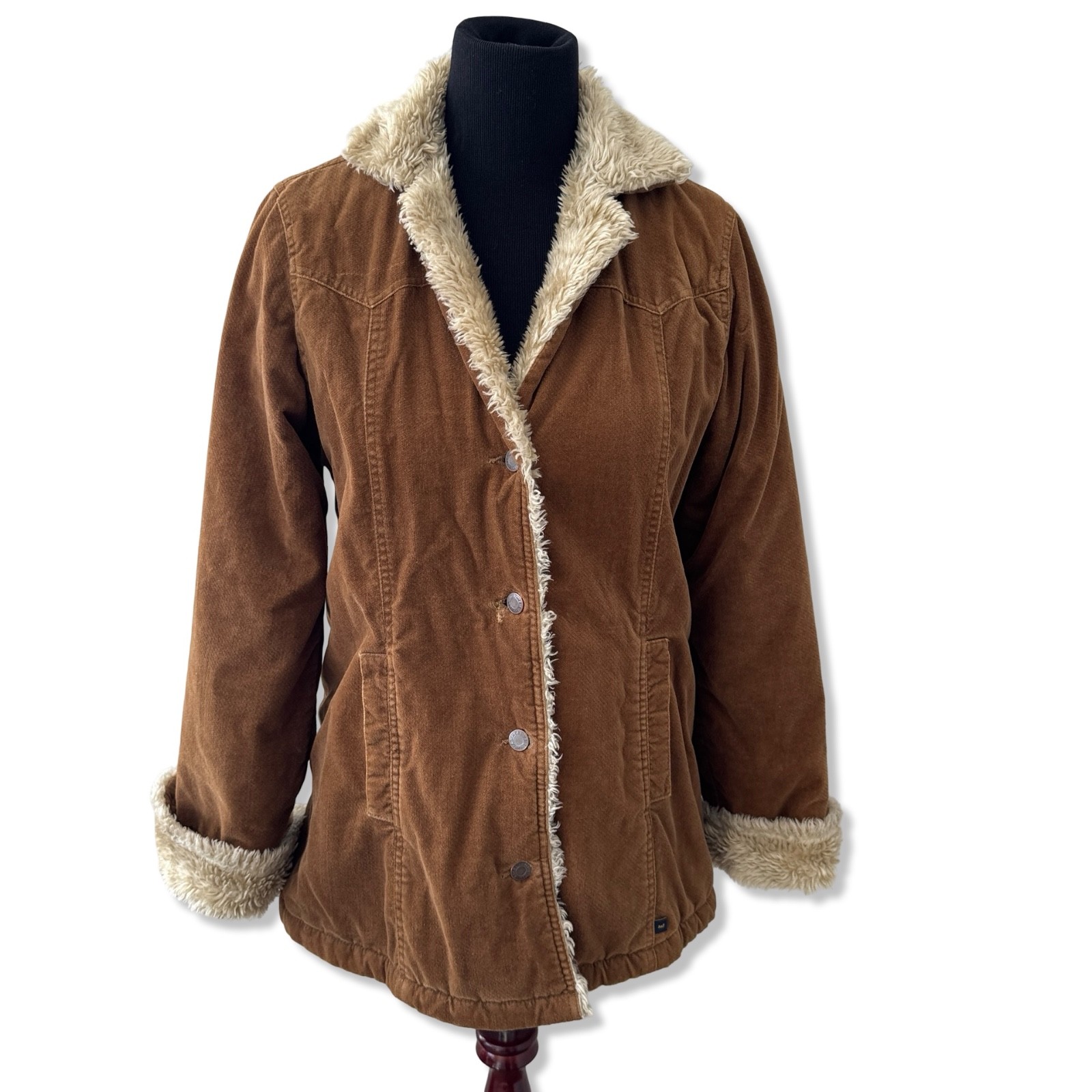 ABERCROMBIE & FITCH Y2K Penny Lane Style Faux Suede/Fur Jacket / Sz L *Flaw*
