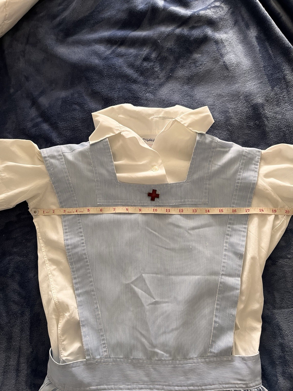 Genuine 1940s American Red Cross Nurse’s Aide Uniform w/ Pinafore, Blouse, Pin