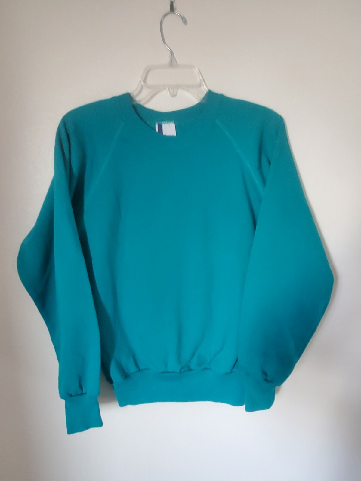 Vintage J.E. Morgan plain Teal blue green M cotton crew neck sweatshirt