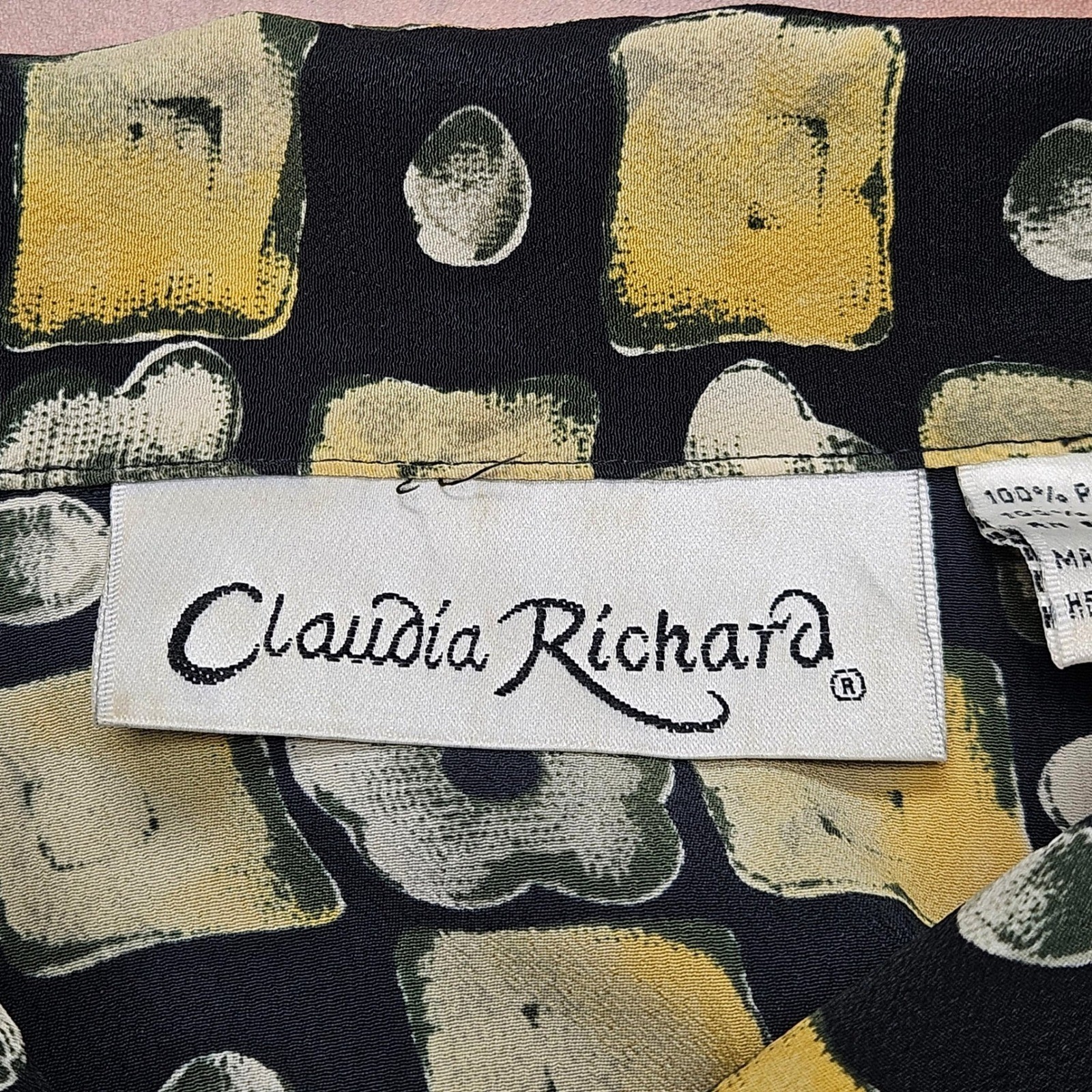 Claudia Richard 14 Blouse Abstract Geometric Floral Whimsigoth Mod 90s VTG