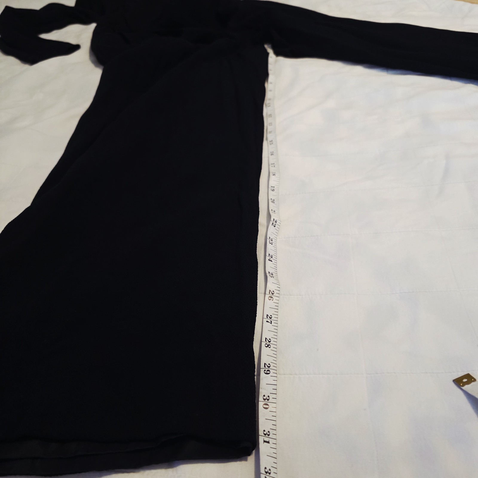 VTG Caroline Roehm Dark Navy Jumpsuit Lined Deep V Wide Leg Long Sleeve 29 Waist