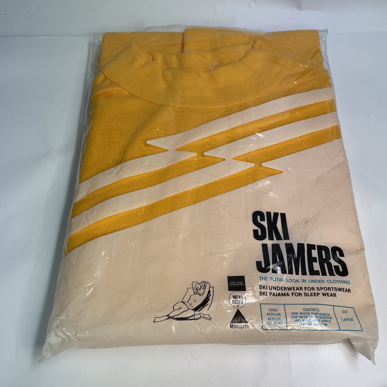 Vintage “Ski Jamers” Womans Large. Ski Underwear/pajama’s. Light Orange/yellow