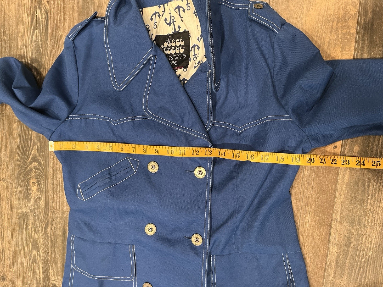 Vintage MOD Fleet Street Rain/Shine TRENCH Coat Sz 16 Water Repel 60’s 70’s Blue
