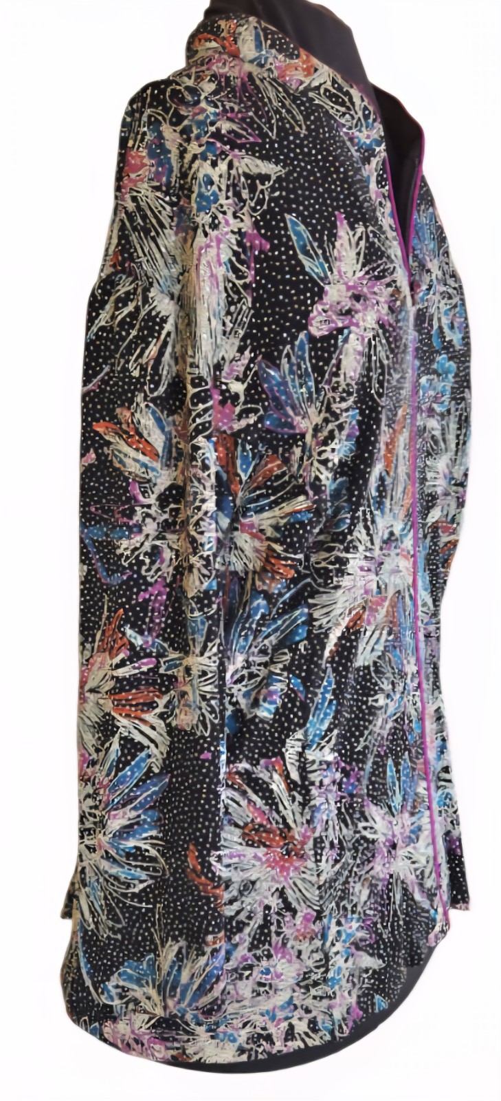 1990s ALEX EVENINGS Jeweled Zipper Sparkly Satin Floral Jacket Size 3X