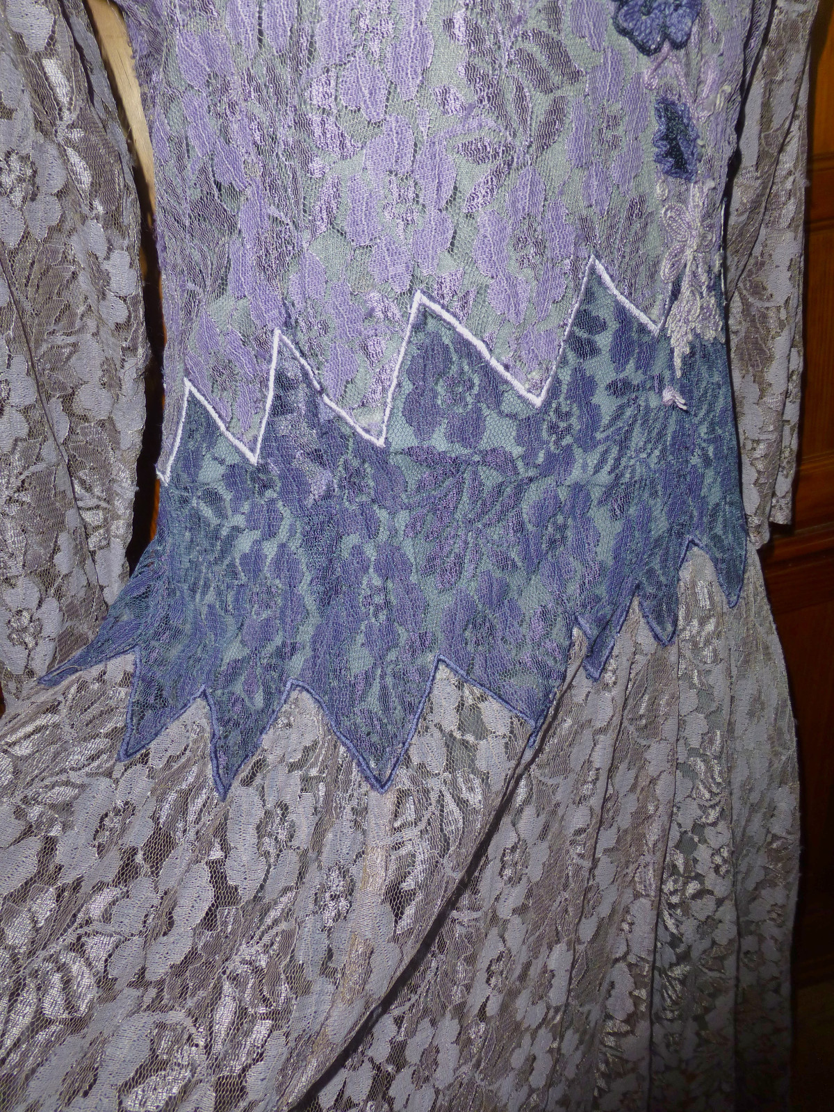 Vtg 80s India Papillon Sheer Scalloped LACE Boho Hippie Festival midi DRESS M L