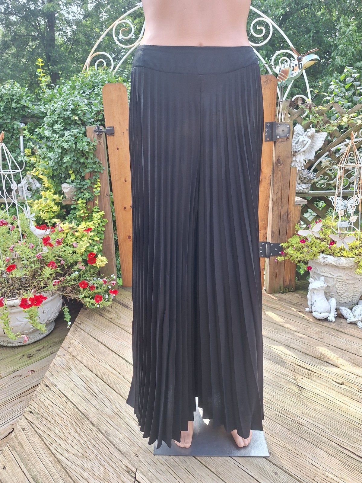 True VTG Mid-century Mod 1970s Accordion Knife Pleat Wide Leg Palazzo Pants S/M